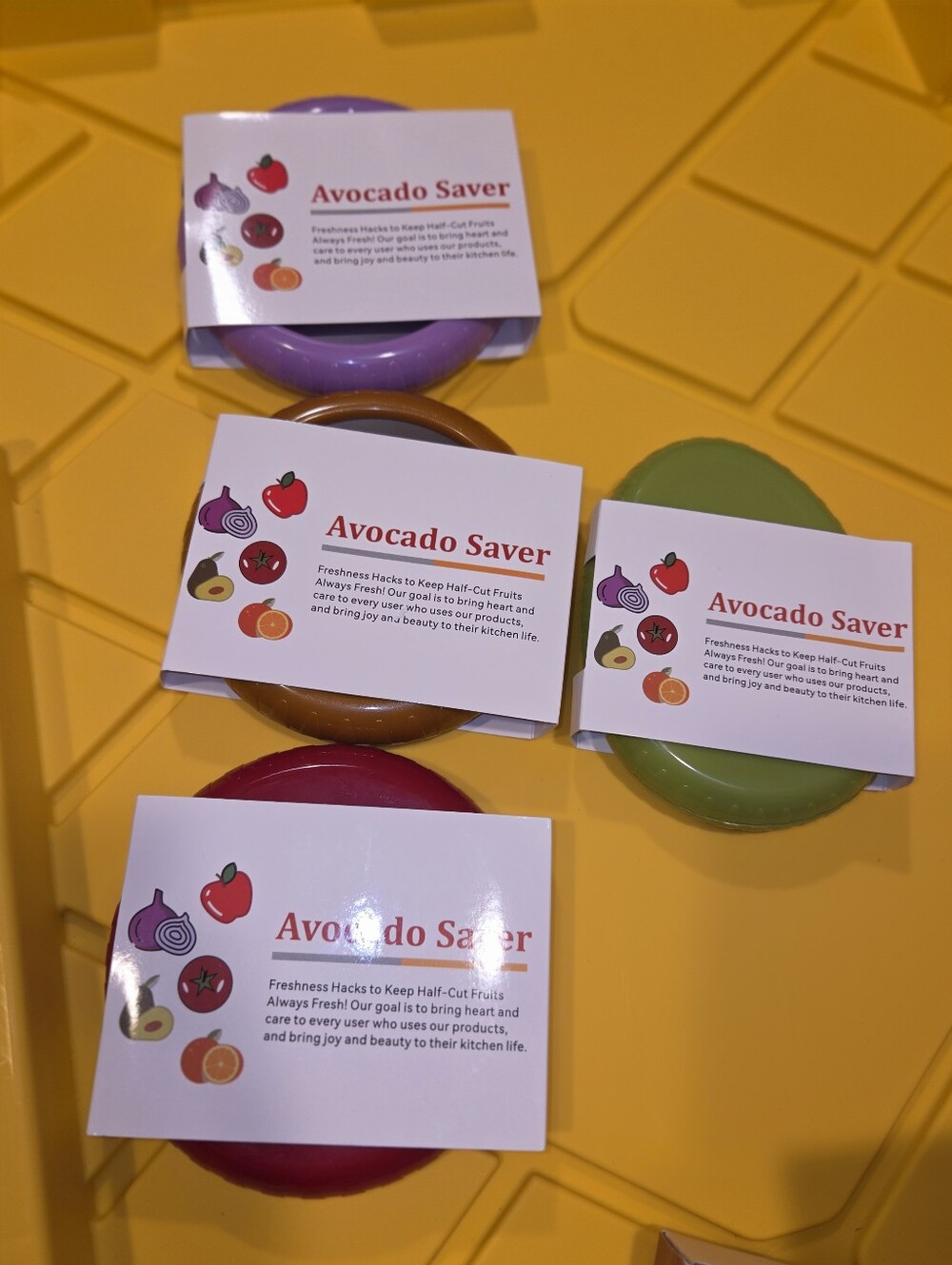 Avocado/ Fruit Saver Reusable Fruit Keepers in Purple, Green, Red, Brown